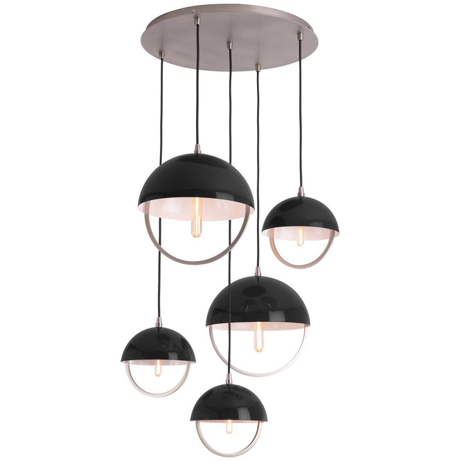 Robert Abbey - P589BLK - Five Light Pendant - Mavisten Edition Copernica - Pewter w/Piano Black Painted