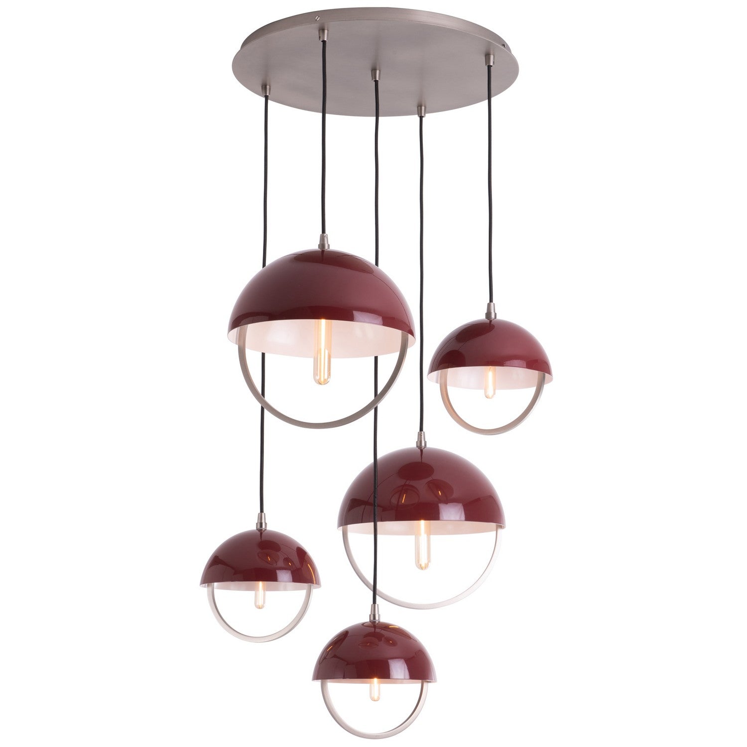 Robert Abbey - P589OX - Five Light Pendant - Mavisten Edition Copernica - Pewter w/Oxblood Painted Metal Shade