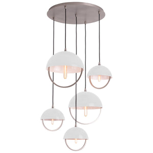 Robert Abbey - P589WHT - Five Light Pendant - Mavisten Edition Copernica - Pewter w/White Painted Metal Shade