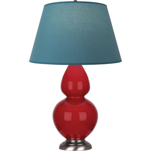 Robert Abbey - RR22B - One Light Table Lamp - Double Gourd - Ruby Red Glazed Ceramic w/Antique Silvered