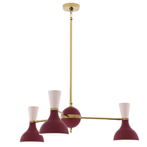 Robert Abbey - SM03RW - Three Light Chandelier - Clare - Modern Brass w/Sugar Plum/Rose Water Painted Shades