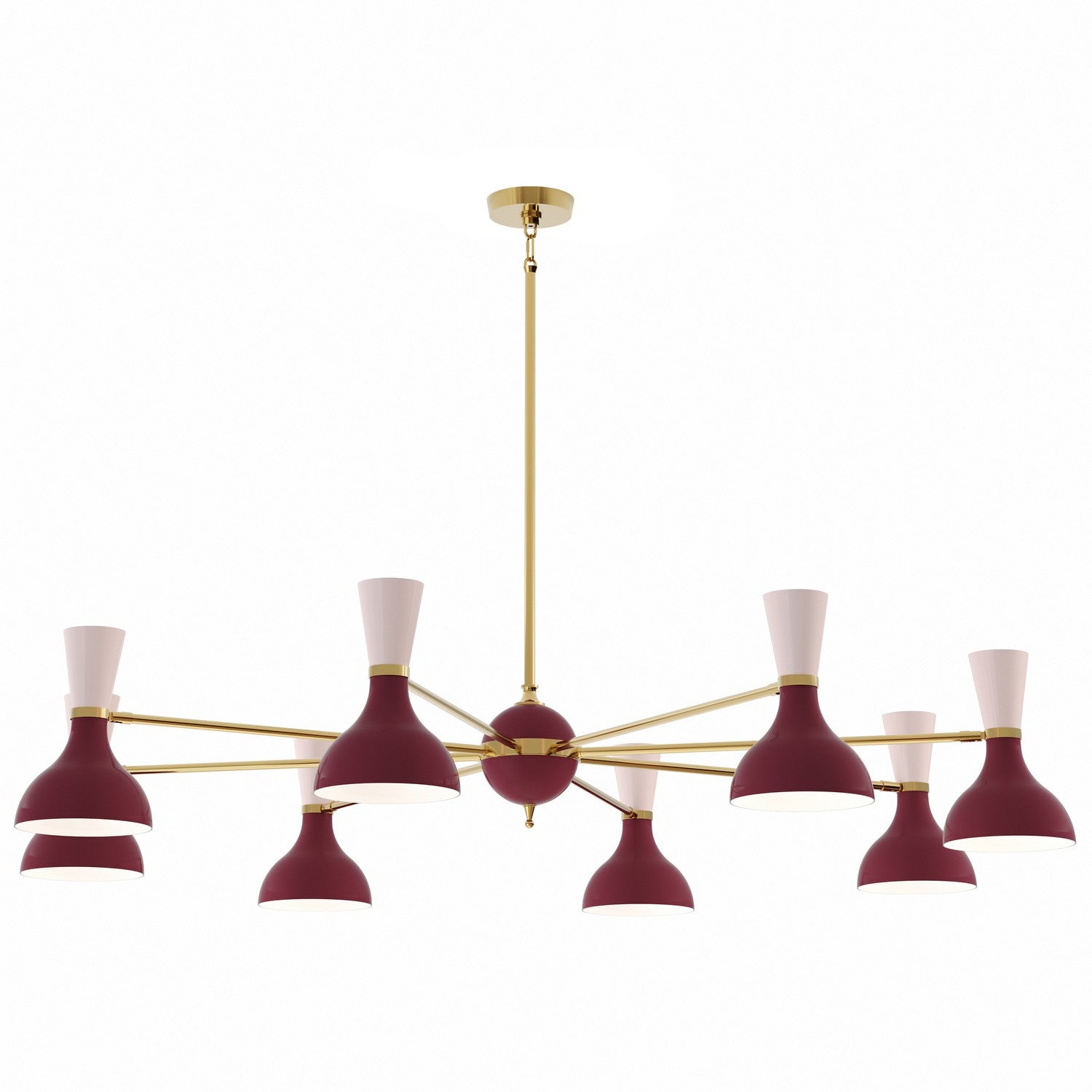 Robert Abbey - SM08RW - Eight Light Chandelier - Clare - Modern Brass w/Sugar Plum/Rose Water Painted Shades