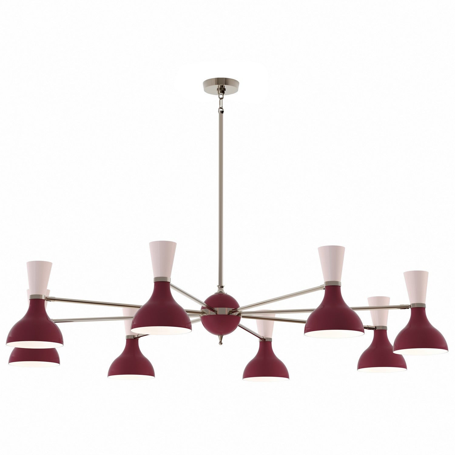 Robert Abbey - SM09RW - Eight Light Chandelier - Clare - Polished Nickel w/Sugar Plum/Rose Water Painted Shades