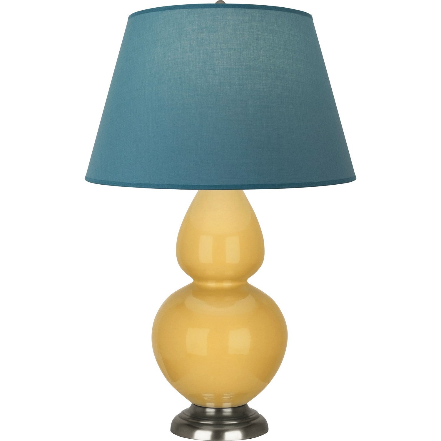 Robert Abbey - SU22B - One Light Table Lamp - Double Gourd - Sunset Yellow Glazed Ceramic w/Antique Silvered