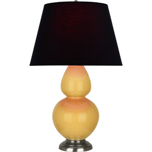 Robert Abbey - SU22K - One Light Table Lamp - Double Gourd - Sunset Yellow Glazed Ceramic w/Antique Silvered
