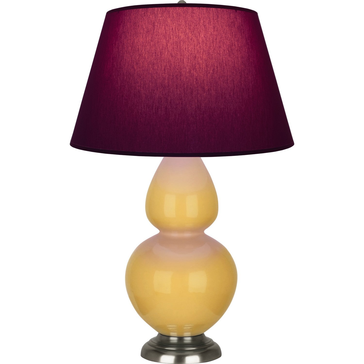 Robert Abbey - SU22P - One Light Table Lamp - Double Gourd - Sunset Yellow Glazed Ceramic w/Antique Silvered