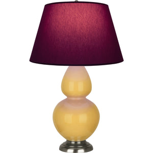 Robert Abbey - SU22P - One Light Table Lamp - Double Gourd - Sunset Yellow Glazed Ceramic w/Antique Silvered