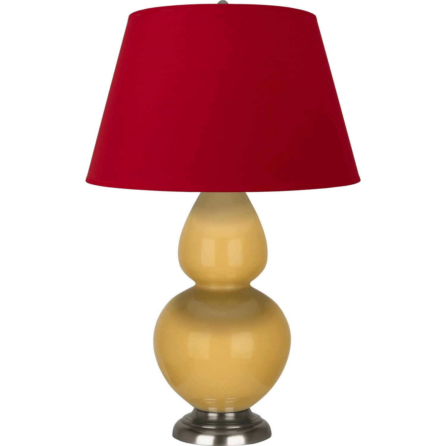 Robert Abbey - SU22R - One Light Table Lamp - Double Gourd - Sunset Yellow Glazed Ceramic w/Antique Silvered