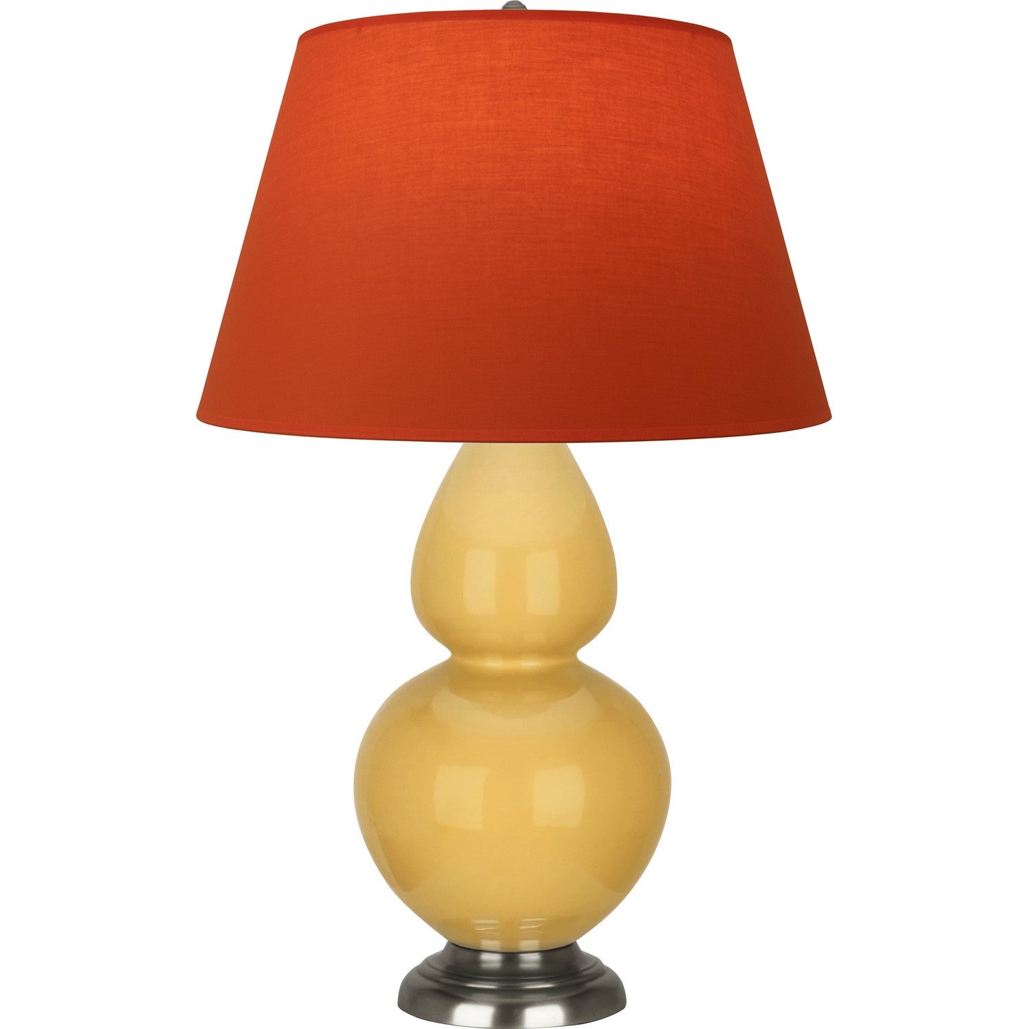 Robert Abbey - SU22T - One Light Table Lamp - Double Gourd - Sunset Yellow Glazed Ceramic w/Antique Silvered
