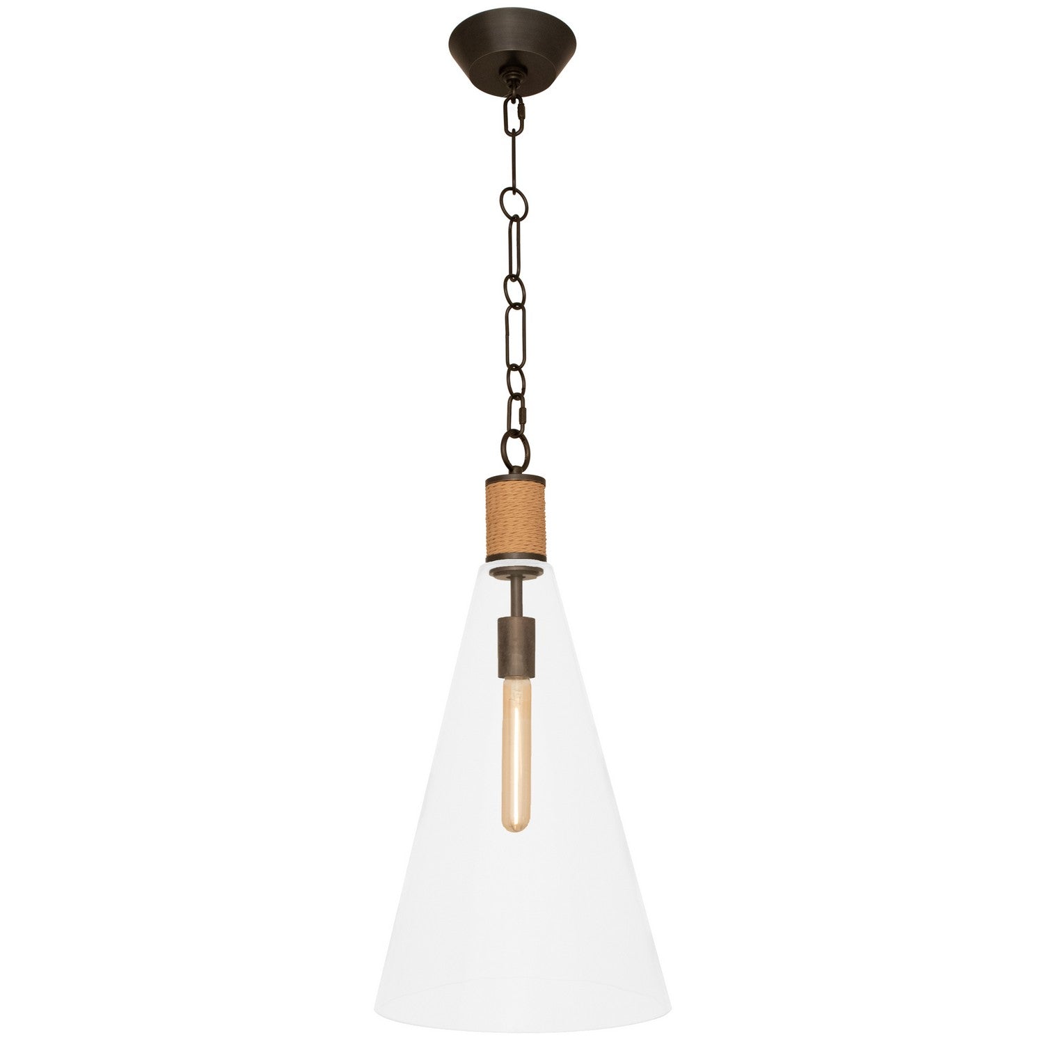 Robert Abbey - Z479 - One Light Pendant - Hatteras - Natural Rope w/Deep Patina Bronze/Clear Glass Shade