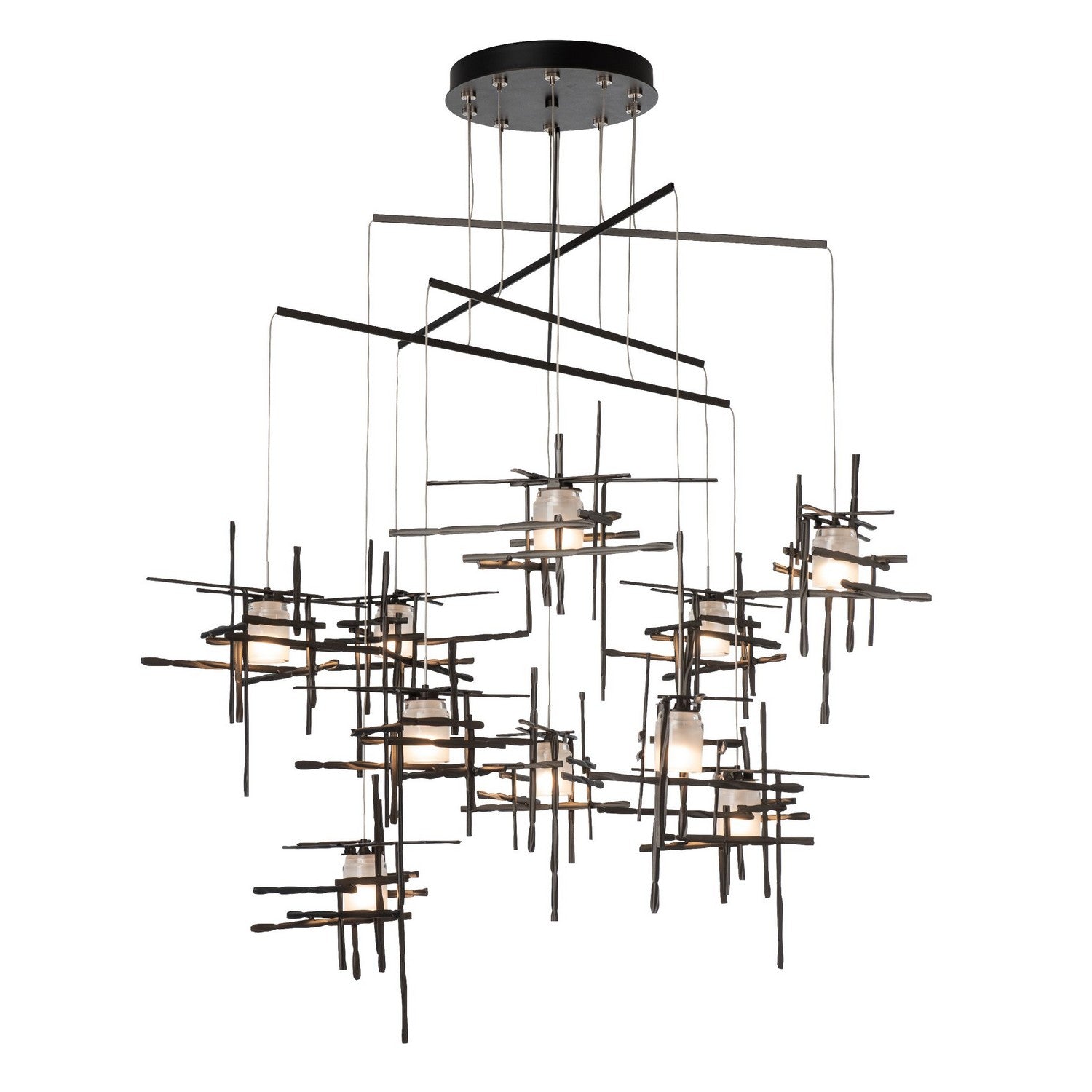 Hubbardton Forge - 131160-SKT-STND-89-YC0305 - Tura 10-Light Frosted Glass Mobile Pendant - Tura - Ink
