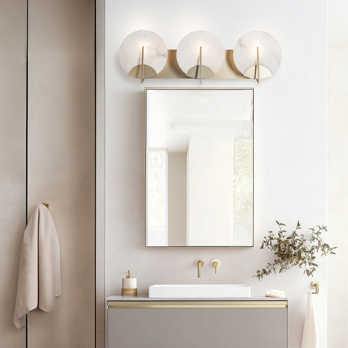 Hubbardton Forge - 201057-SKT-86-AR - Callisto 3-Light Bath Sconce - Callisto - Modern Brass