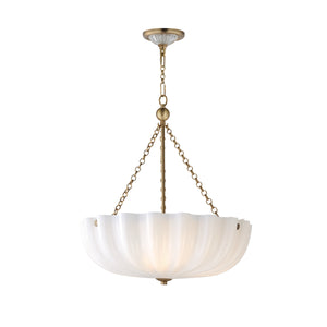 Maxim - 22653WTNAB - Three LIght Pendant / Semi-Flush Mount - Bundt - White/Natural Aged Brass