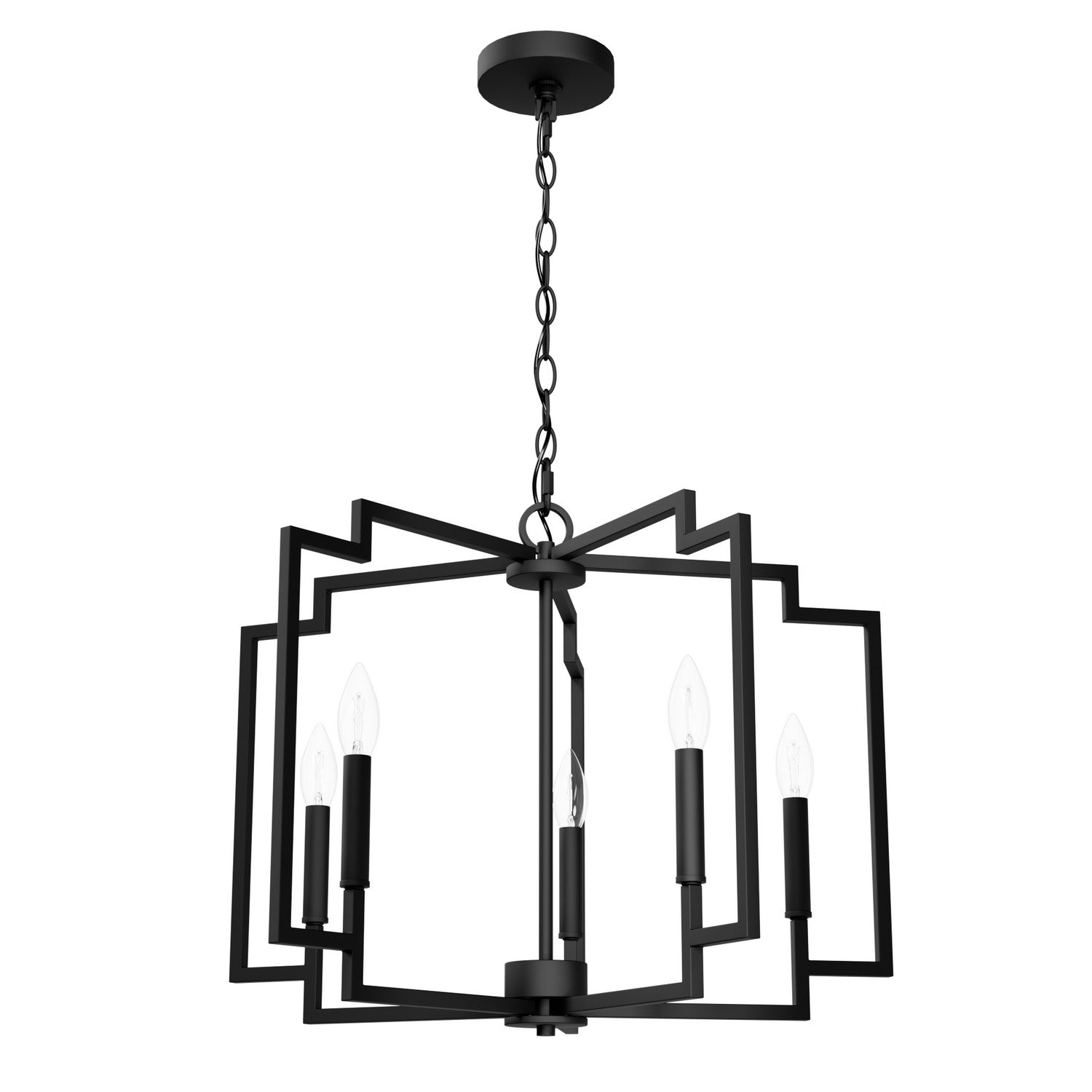 Hunter - 49071 - Five Light Chandelier - Zoanne - Matte Black