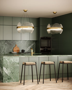 Kuzco Lighting - CH13922-VBCR-UNV - LED Chandelier - Taurus - Vintage Brass/Clear Ribbed Glass