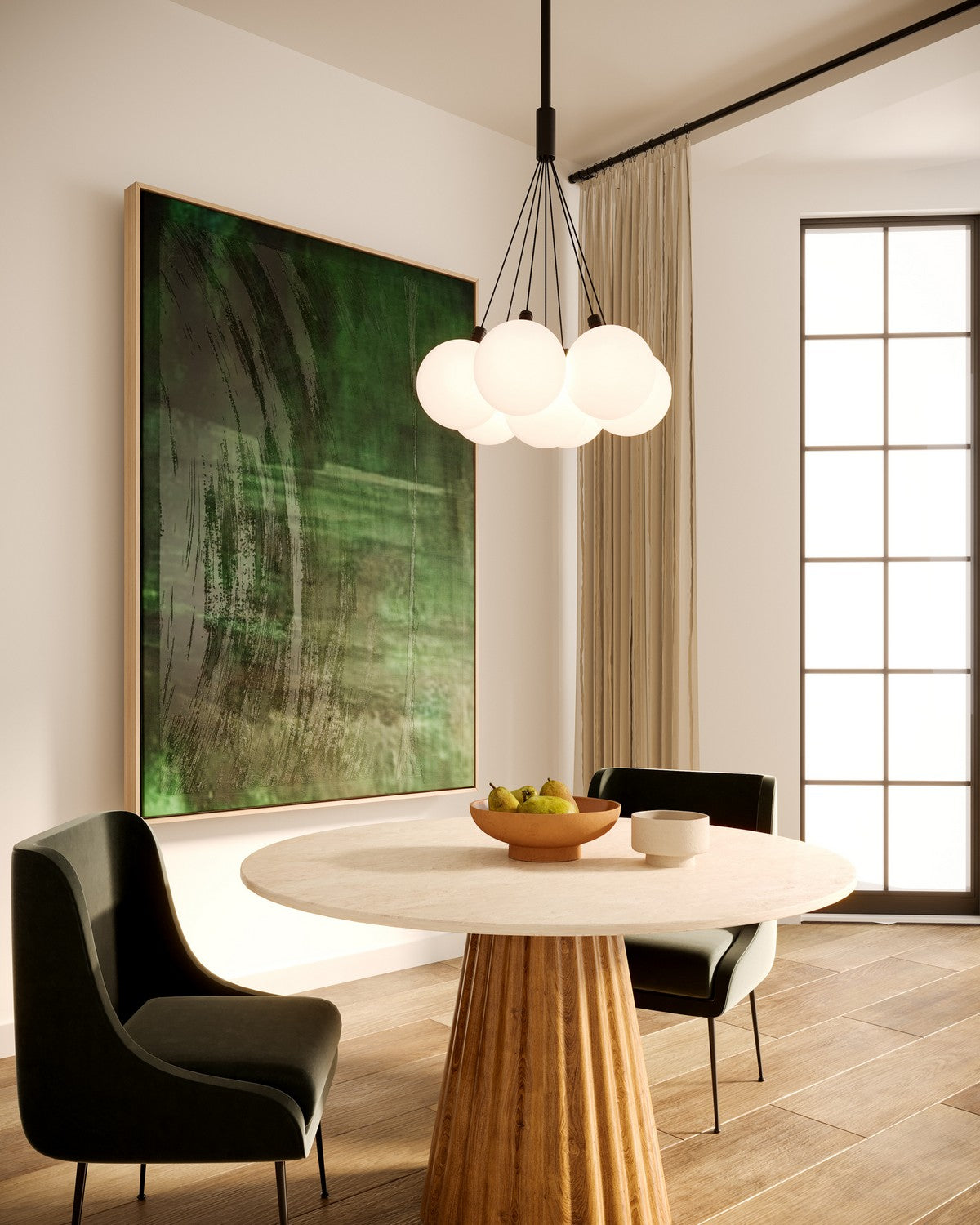 Kuzco Lighting - CH3117-BK/OP - LED Chandelier - Bolla - Black/Opal Glass