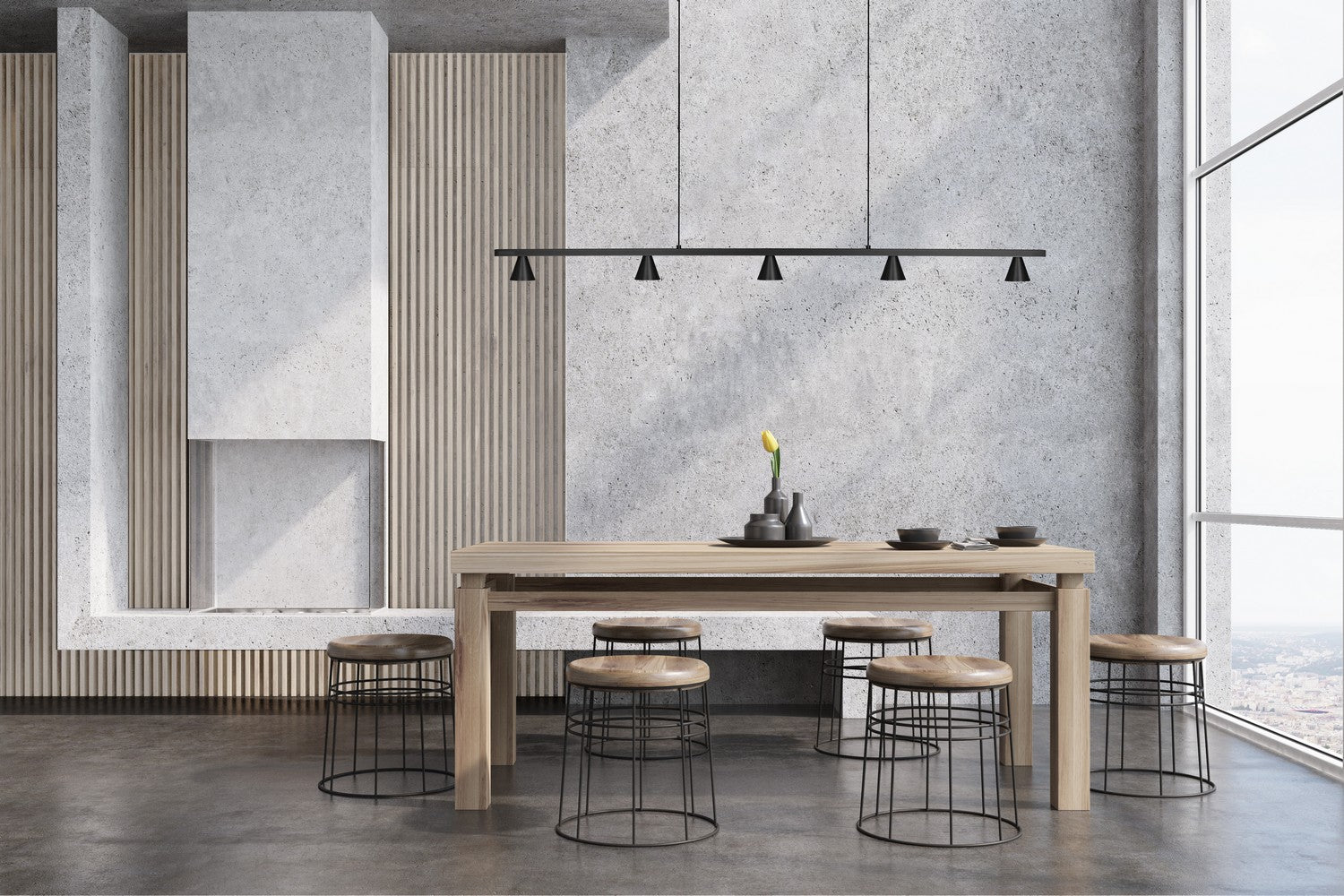 Kuzco Lighting - LP19947-BK-UNV - LED Linear Pendant - Dune - Black