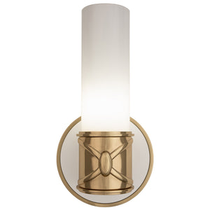 Robert Abbey - 1978 - One Light Wall Sconce - Chase - Antique Brass w/Polished Cased White Glass Shade