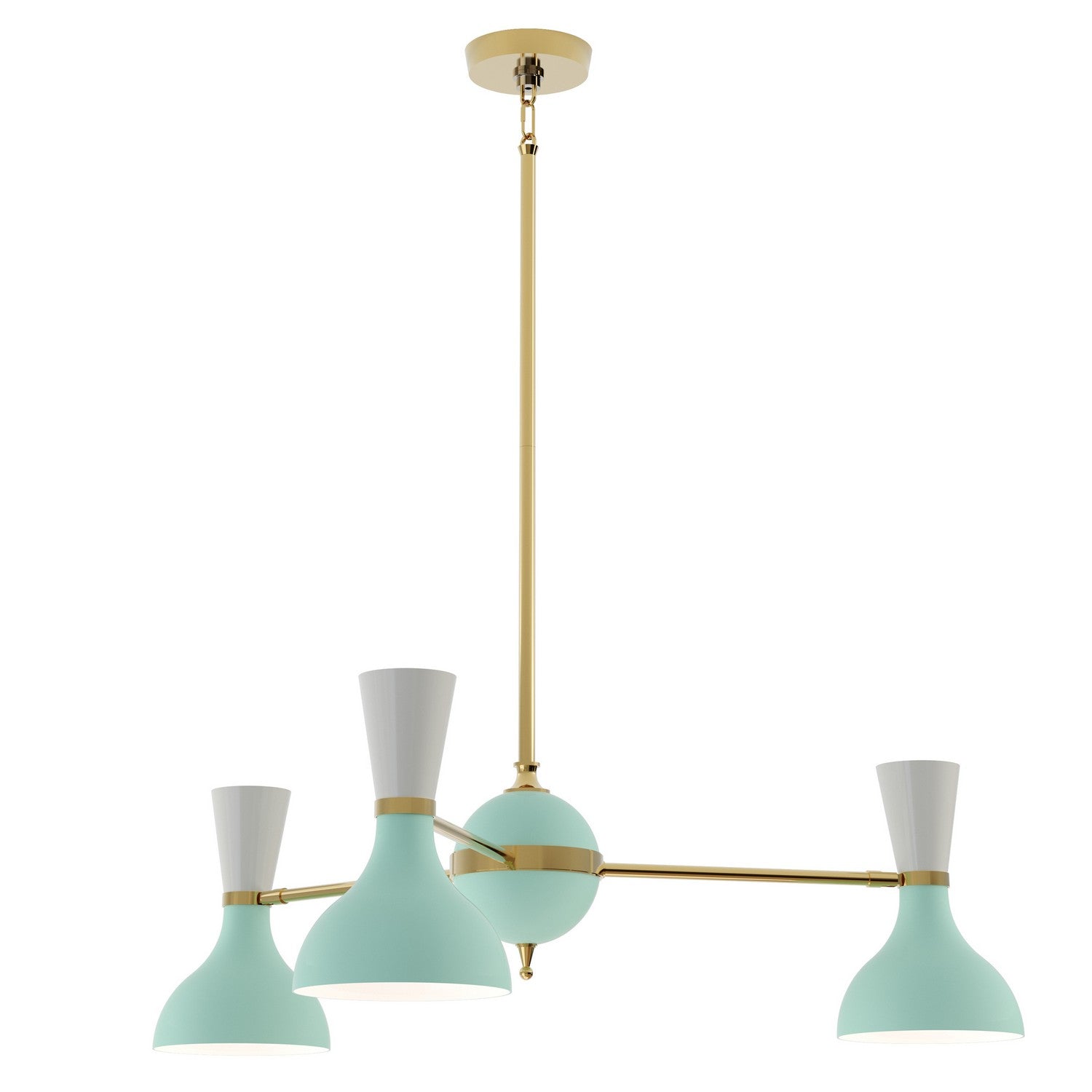 Robert Abbey - MN03LY - Three Light Chandelier - Clare - Modern Brass w/Mint/Lily Painted Shades
