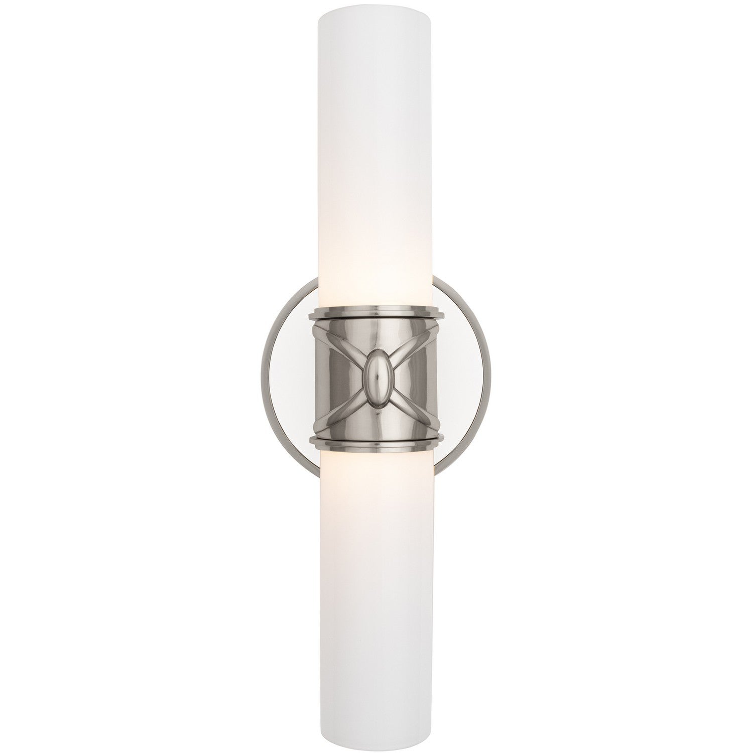 Robert Abbey - S1979 - Two Light Wall Sconce - Chase - Polished Nickel w/Polished Cased White Glass Shades