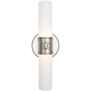 Robert Abbey - S1979 - Two Light Wall Sconce - Chase - Polished Nickel w/Polished Cased White Glass Shades