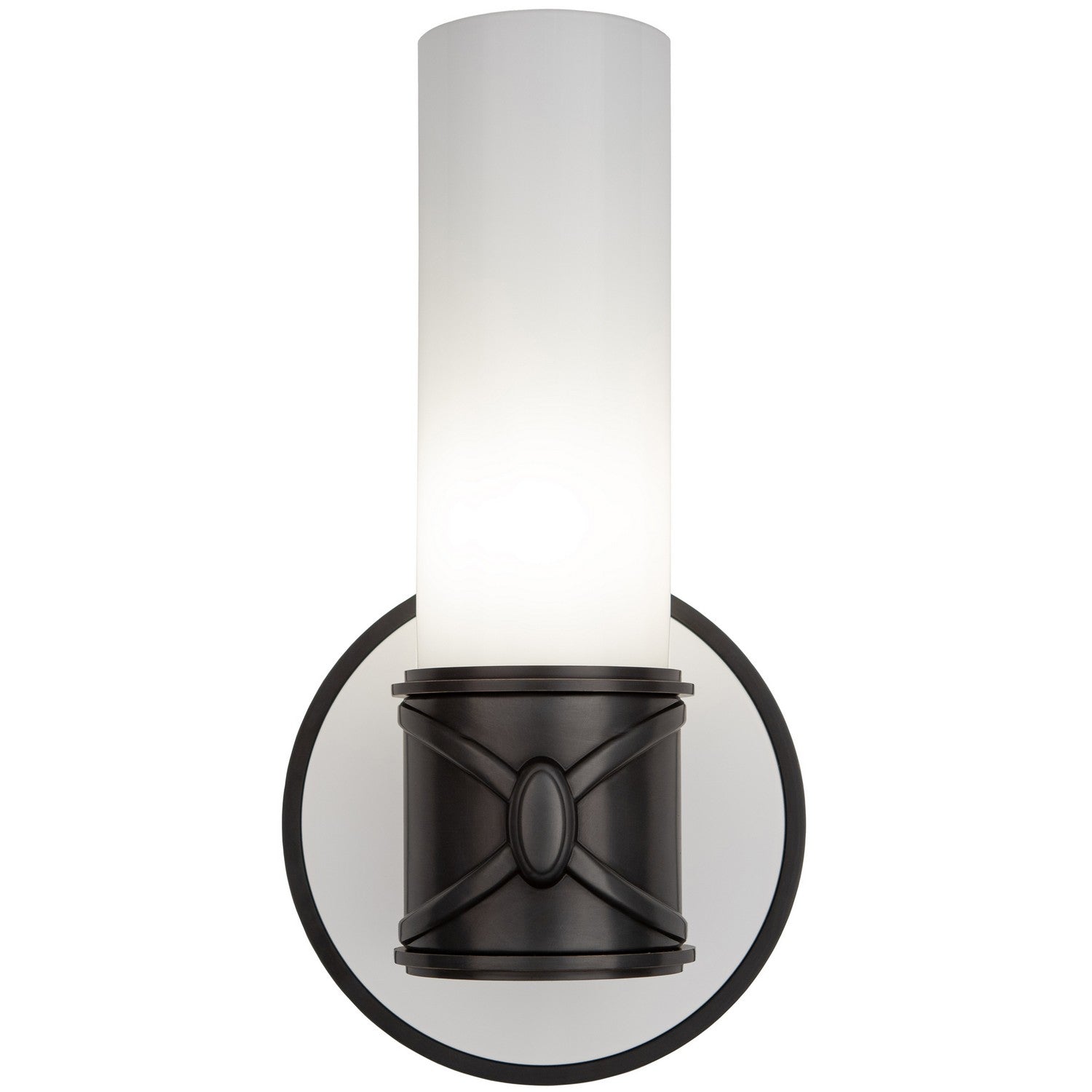 Robert Abbey - Z1978 - One Light Wall Sconce - Chase - Deep Patina Bronze w/Polished Cased White Glass Shade