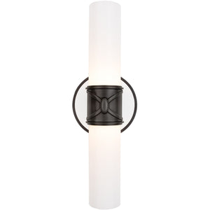Robert Abbey - Z1979 - Two Light Wall Sconce - Chase - Deep Patina Bronze w/Polished Cased White Glass Shades