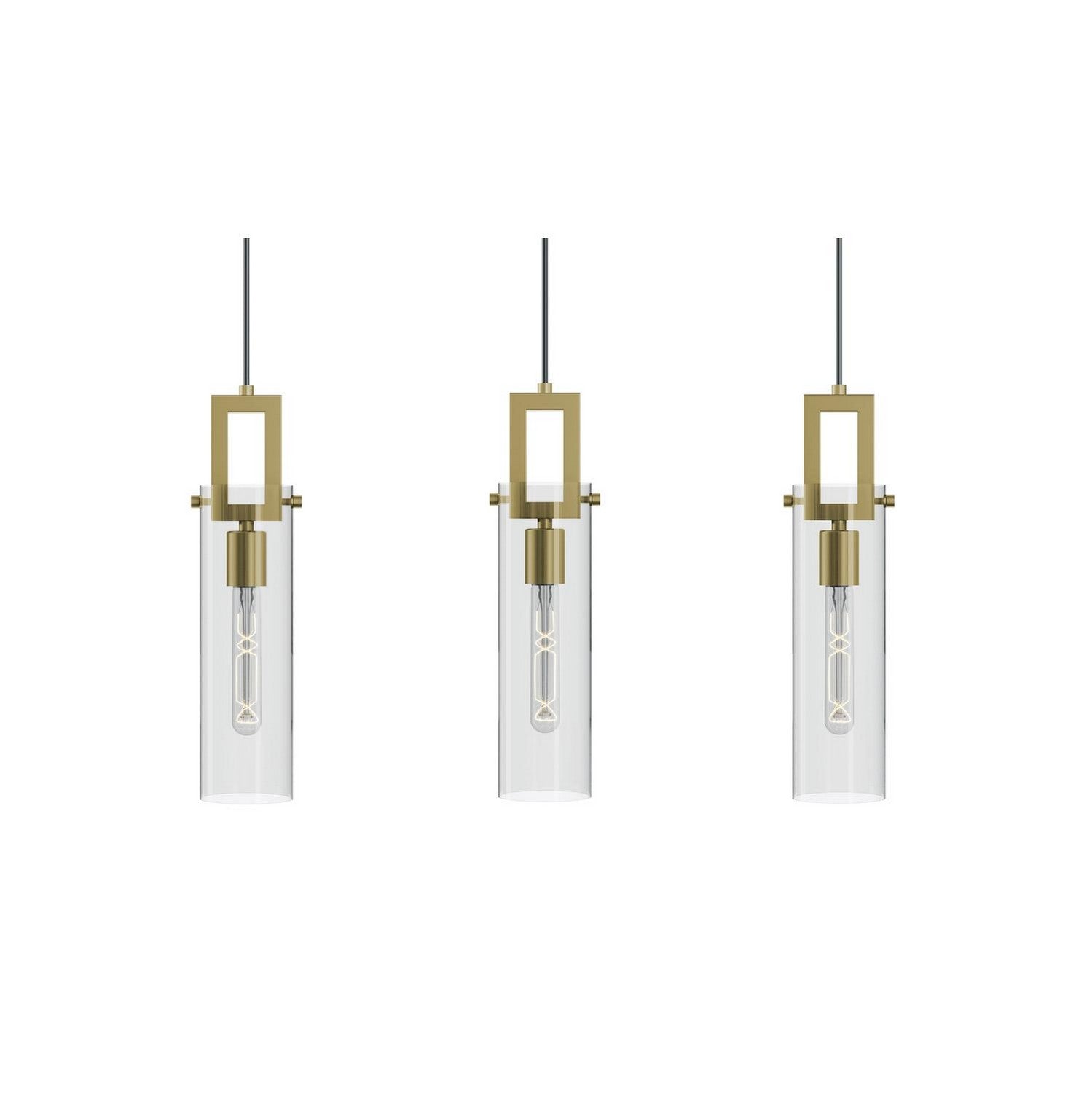 AFX Lighting - HOUP04MB lbLNR3 - Three Light Linear Pendant - Houston - Light Antique Brass
