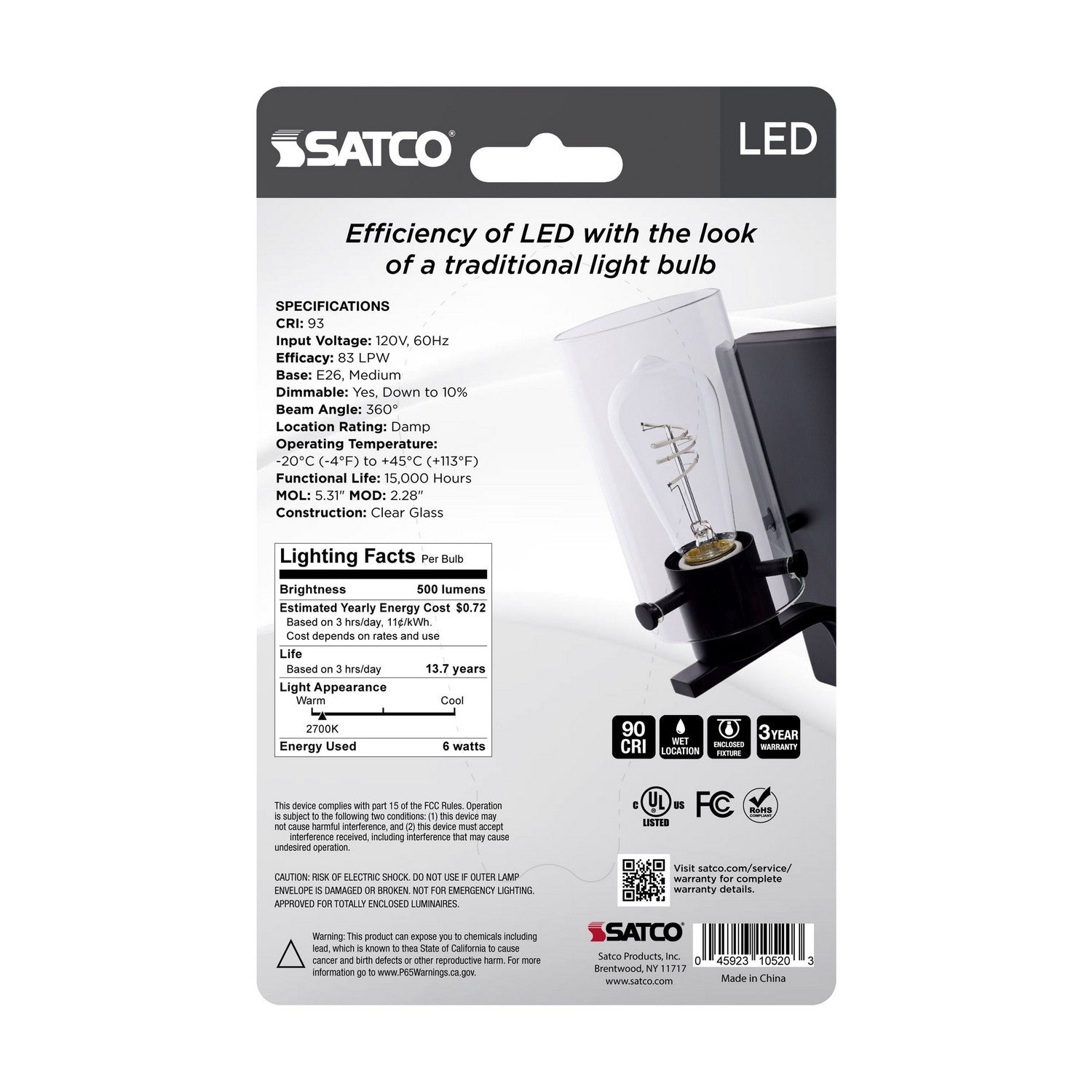 Satco - S10520 - Light Bulb - Clear