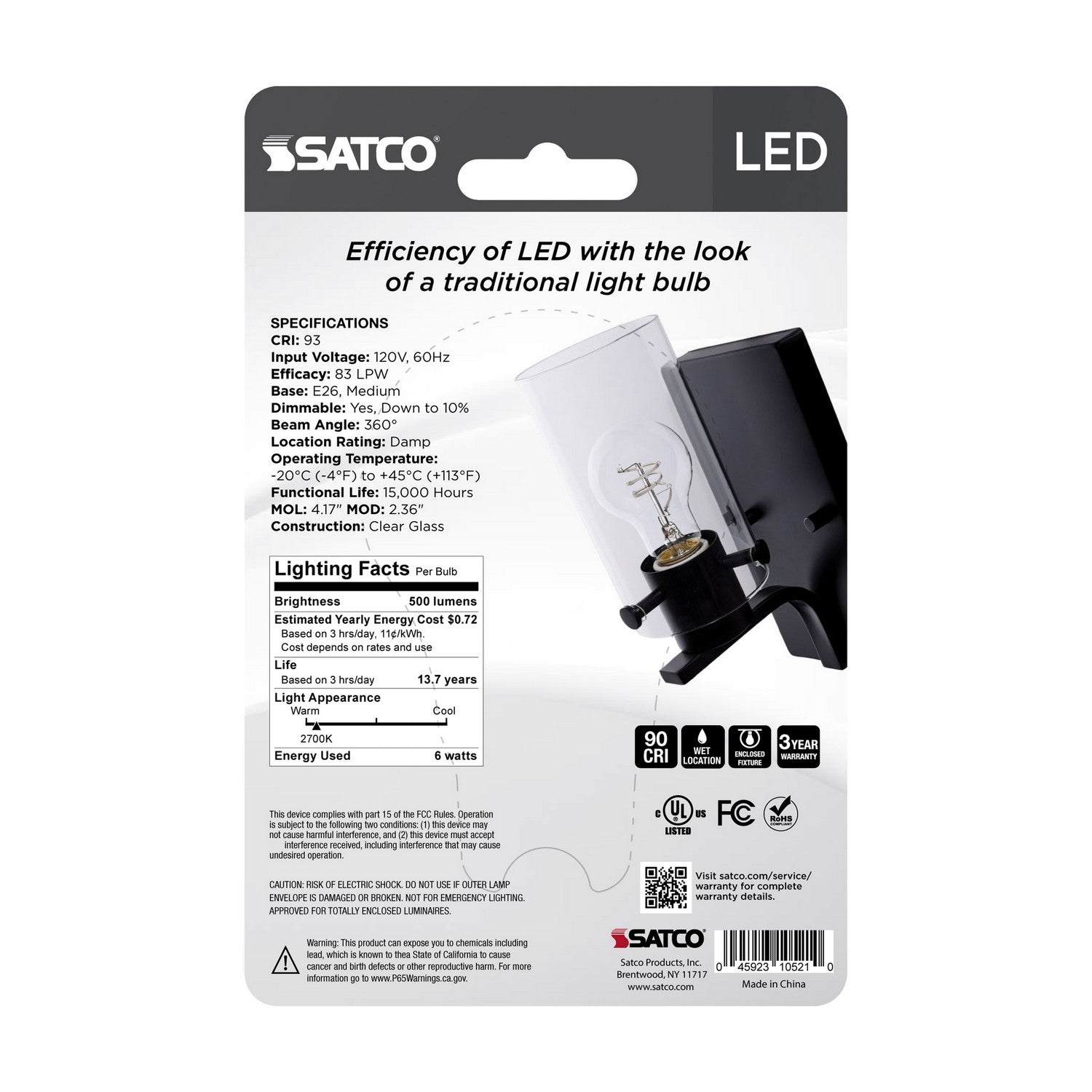 Satco - S10521 - Light Bulb - Clear