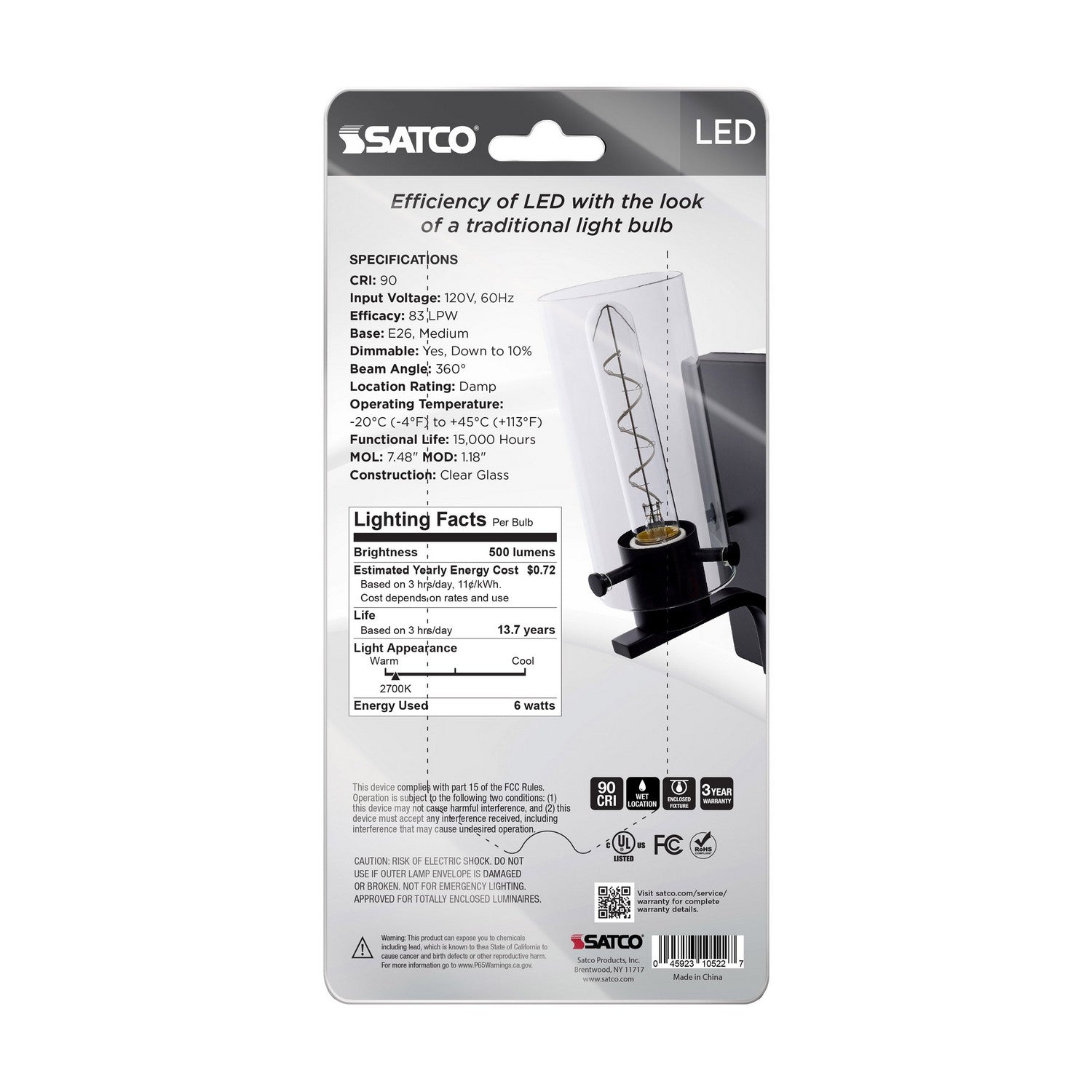 Satco - S10522 - Light Bulb - Clear