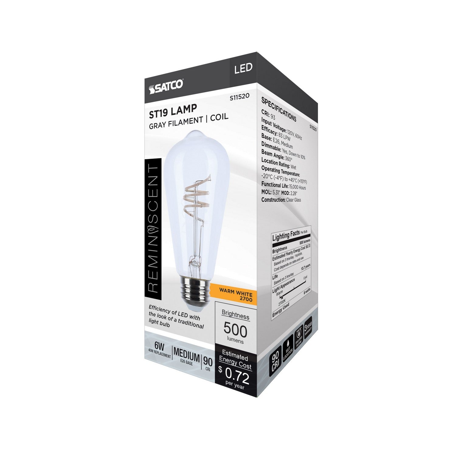 Satco - S11520 - Light Bulb - Clear