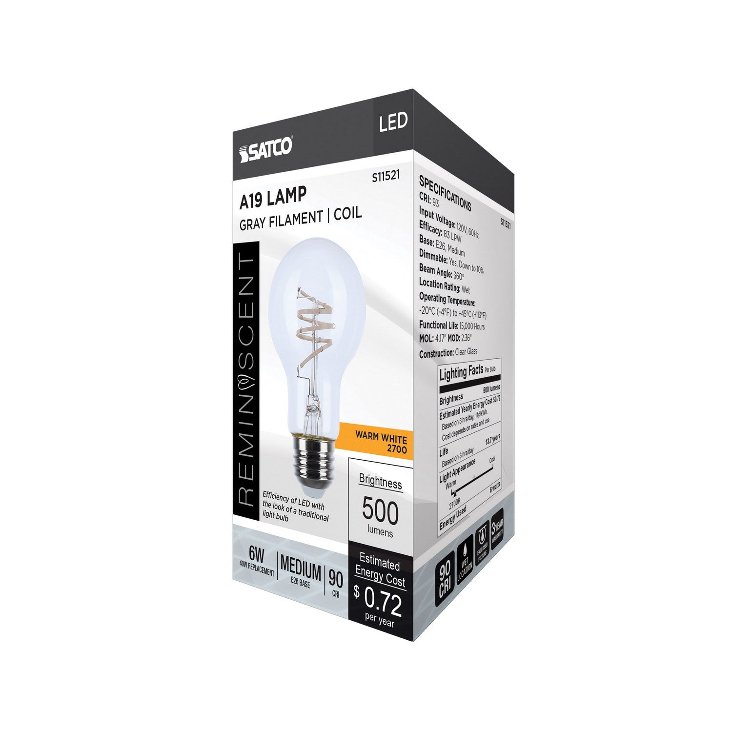 Satco - S11521 - Light Bulb - Clear