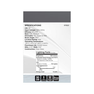 Satco - S11522 - Light Bulb - Clear