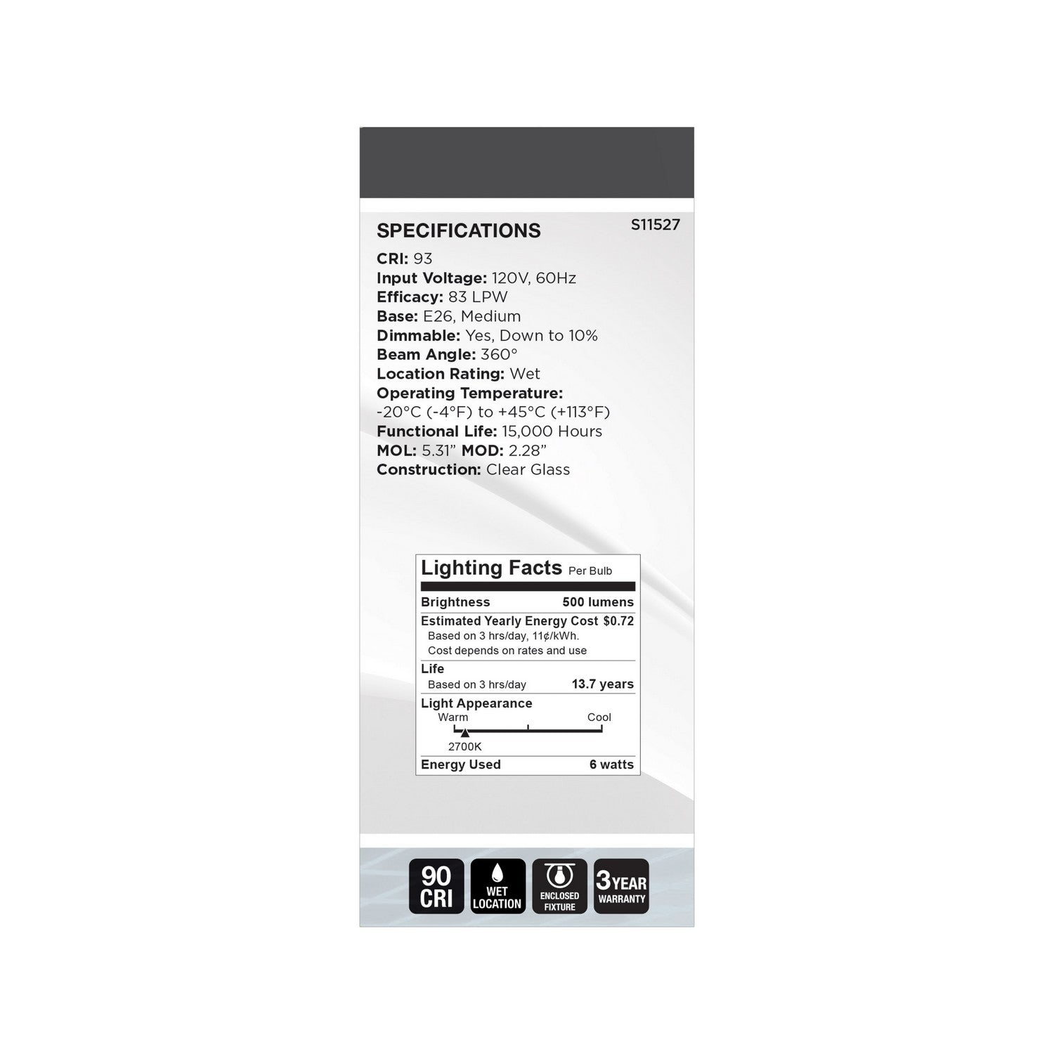 Satco - S11527 - Light Bulb - Clear