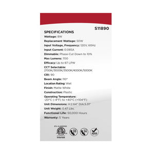 Satco - S11890 - LED Downlight Retrofit - Matte White