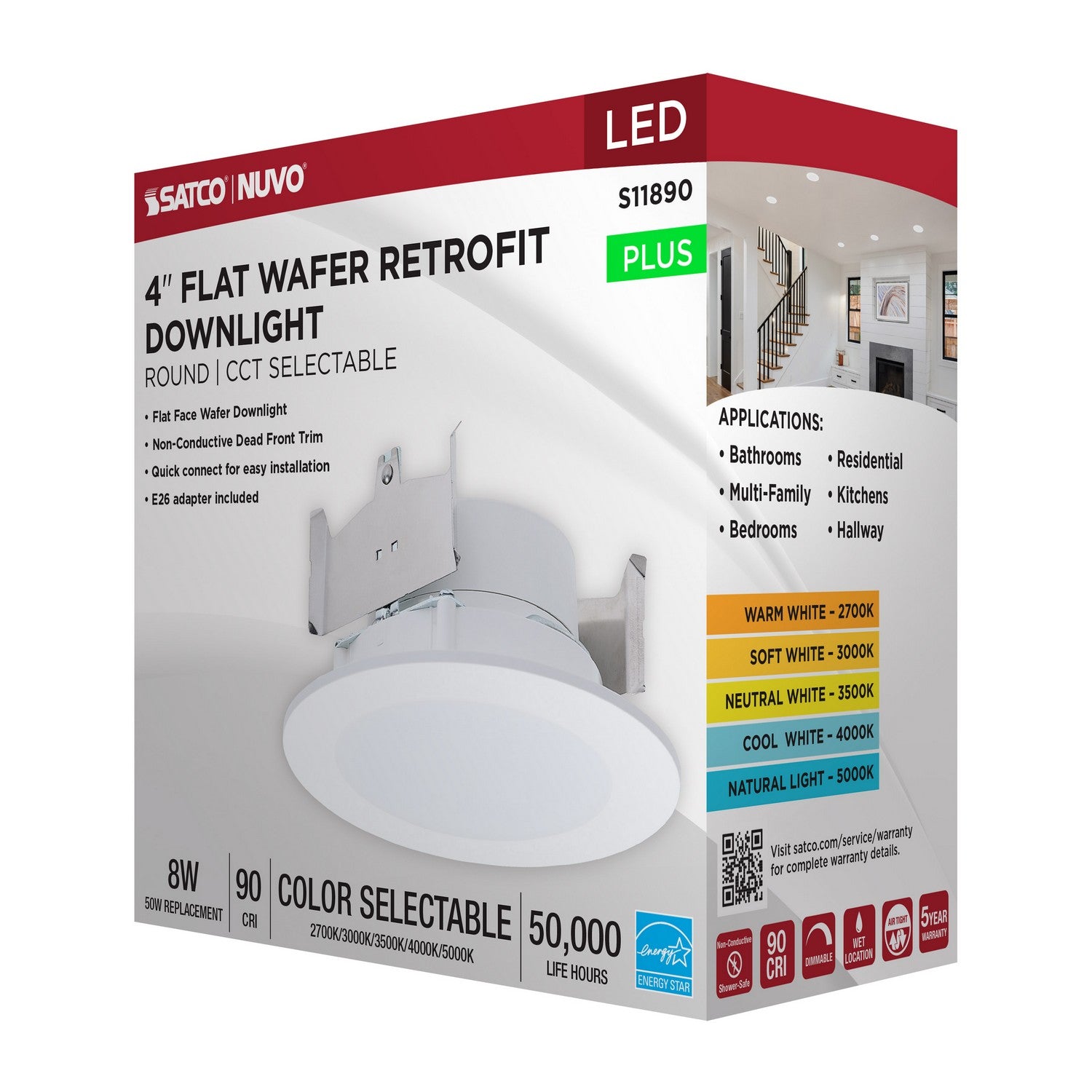 Satco - S11890 - LED Downlight Retrofit - Matte White
