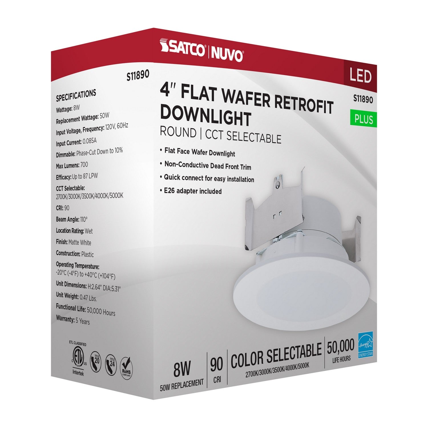 Satco - S11890 - LED Downlight Retrofit - Matte White