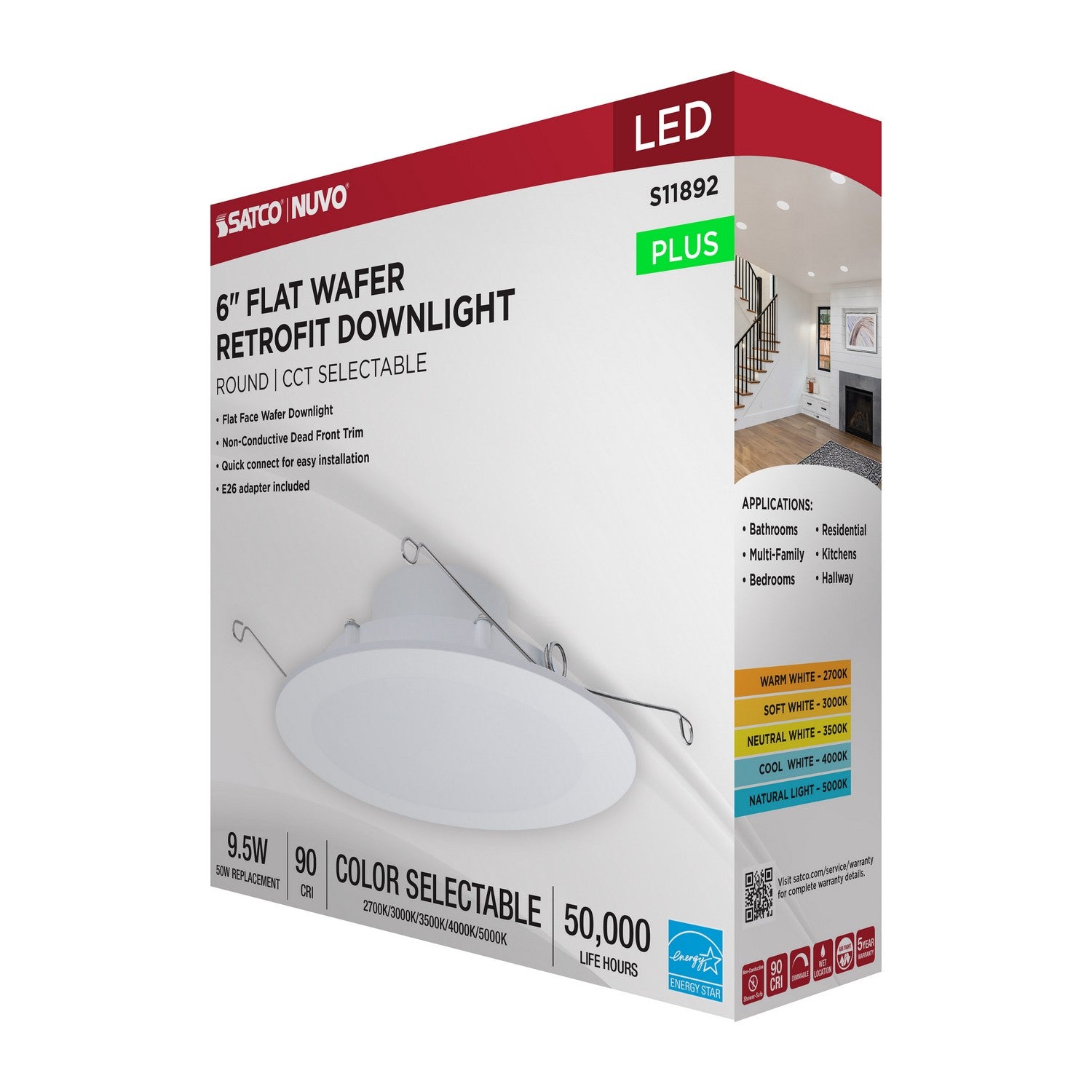 Satco - S11892 - LED Downlight Retrofit - Matte White