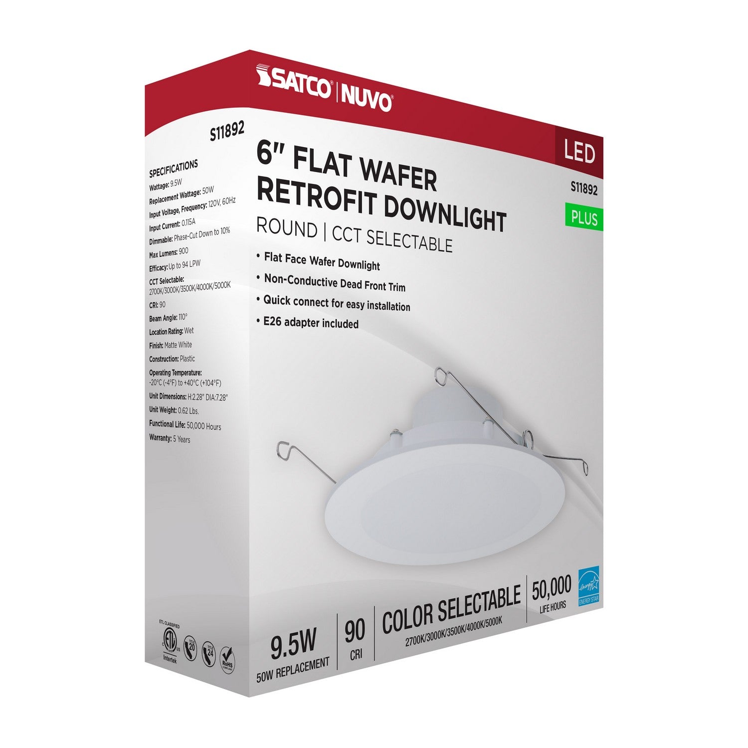 Satco - S11892 - LED Downlight Retrofit - Matte White