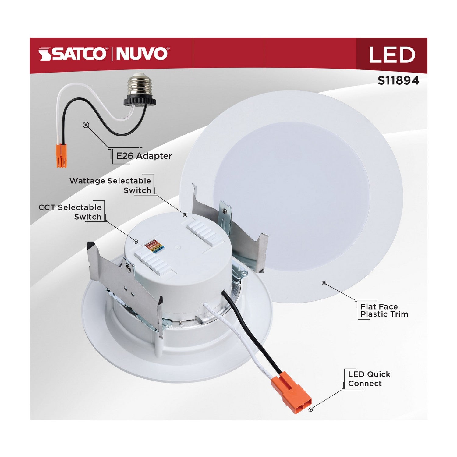 Satco - S11894 - LED Downlight Retrofit - Matte White