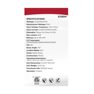 Satco - S11894 - LED Downlight Retrofit - Matte White