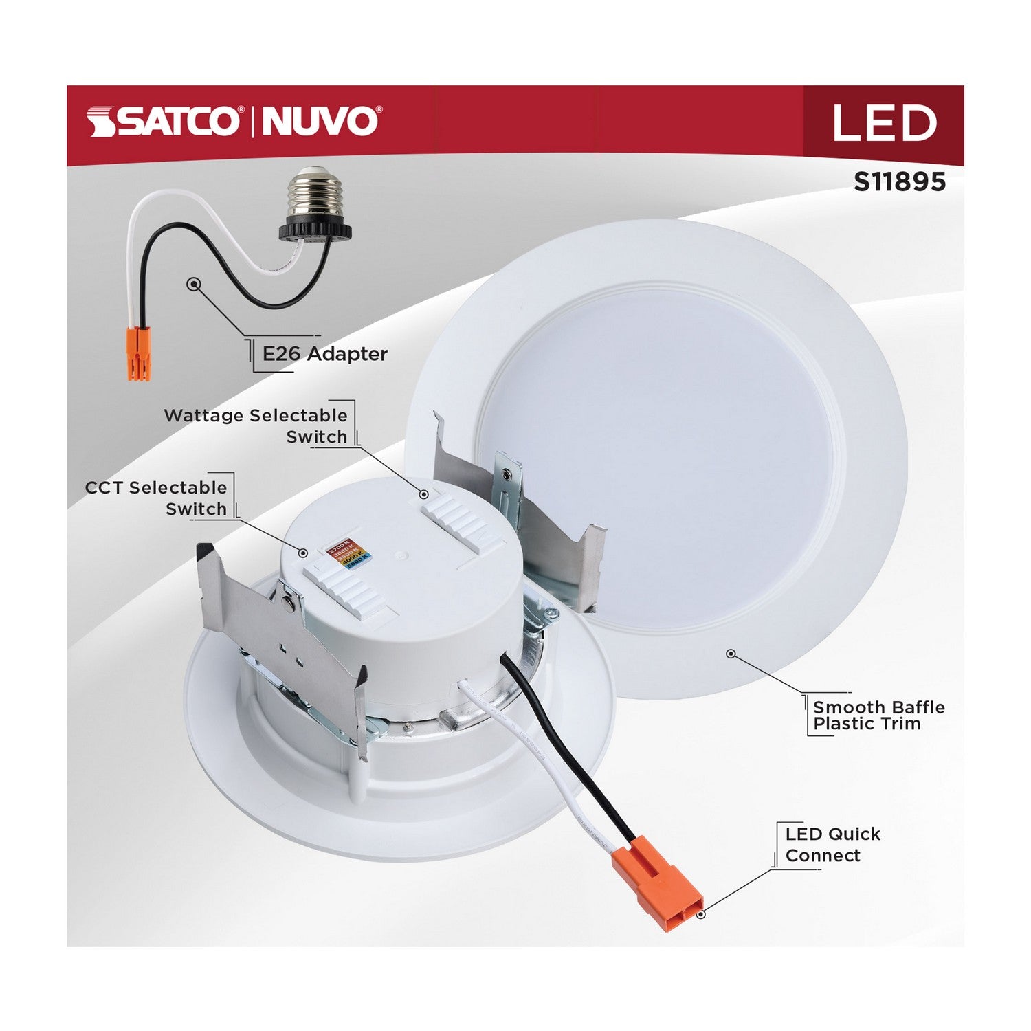 Satco - S11895 - LED Downlight Retrofit - Matte White