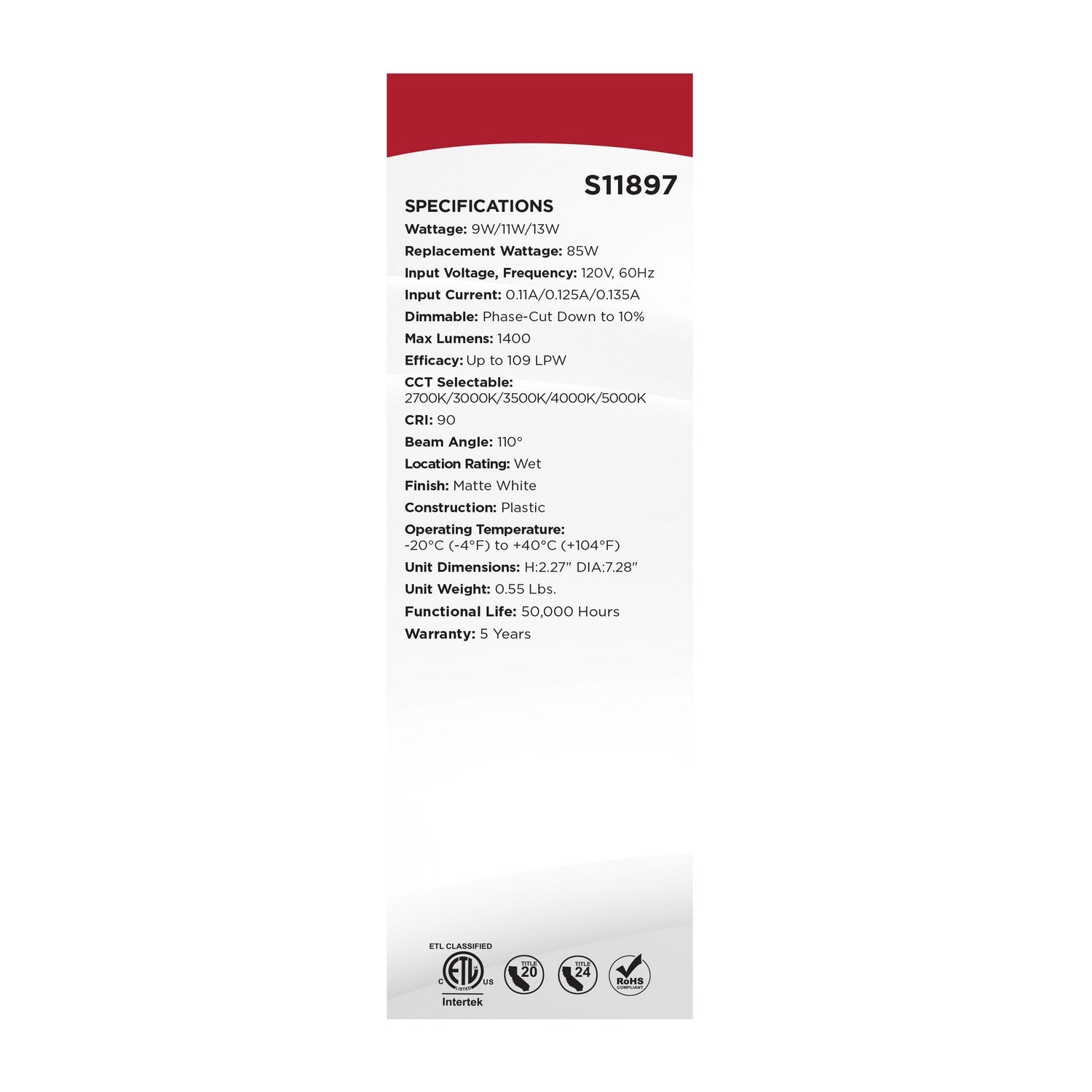 Satco - S11897 - LED Downlight Retrofit - Matte White
