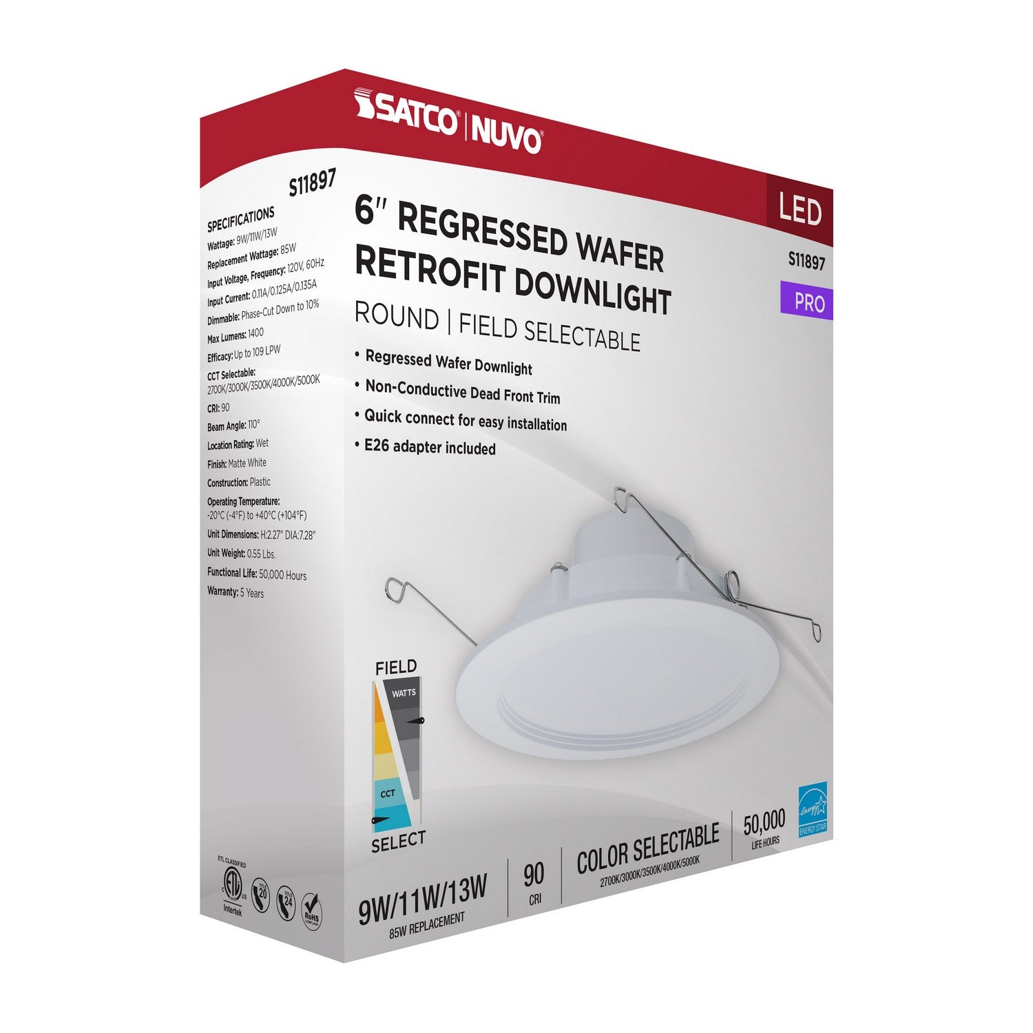 Satco - S11897 - LED Downlight Retrofit - Matte White