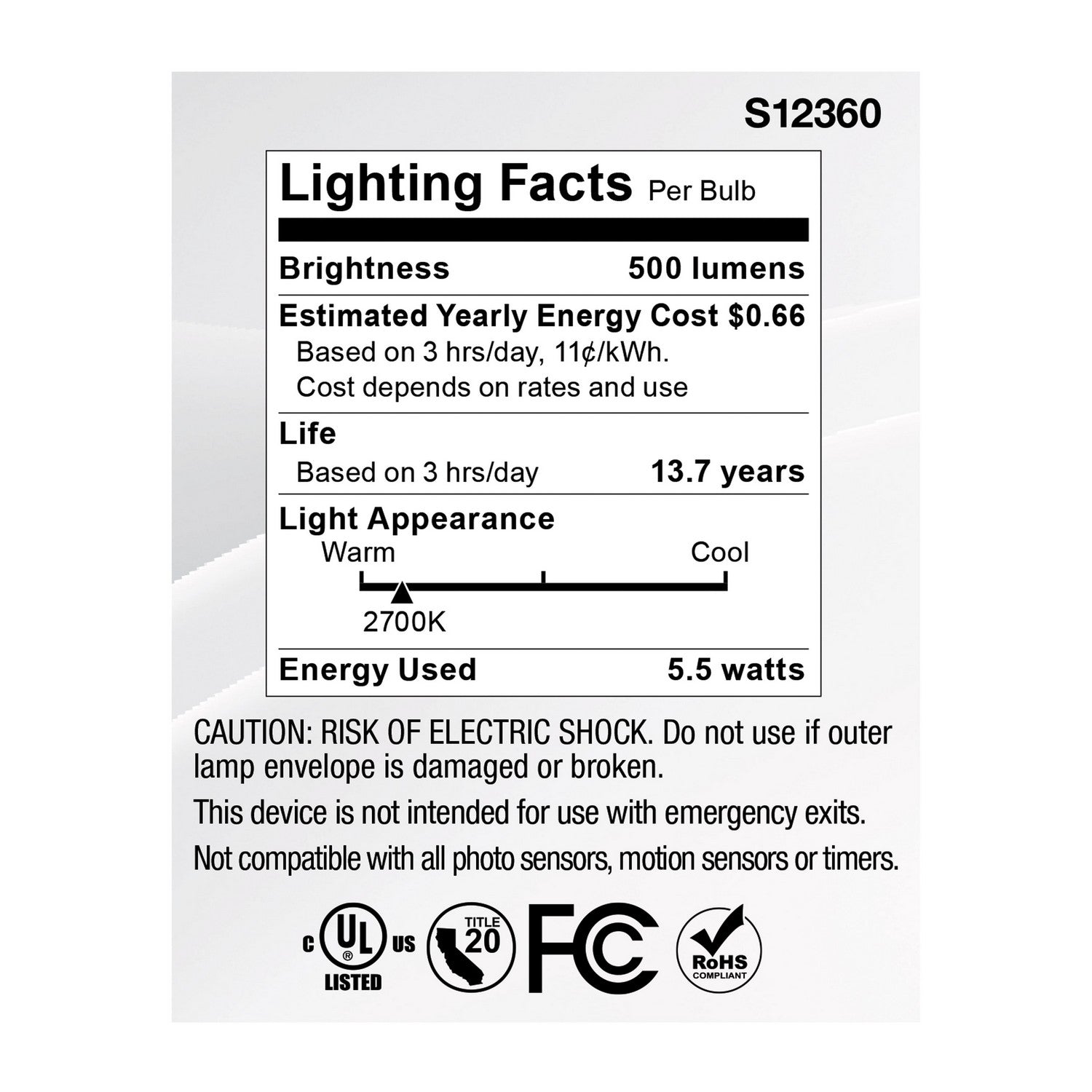 Satco - S12360 - Light Bulb - Clear