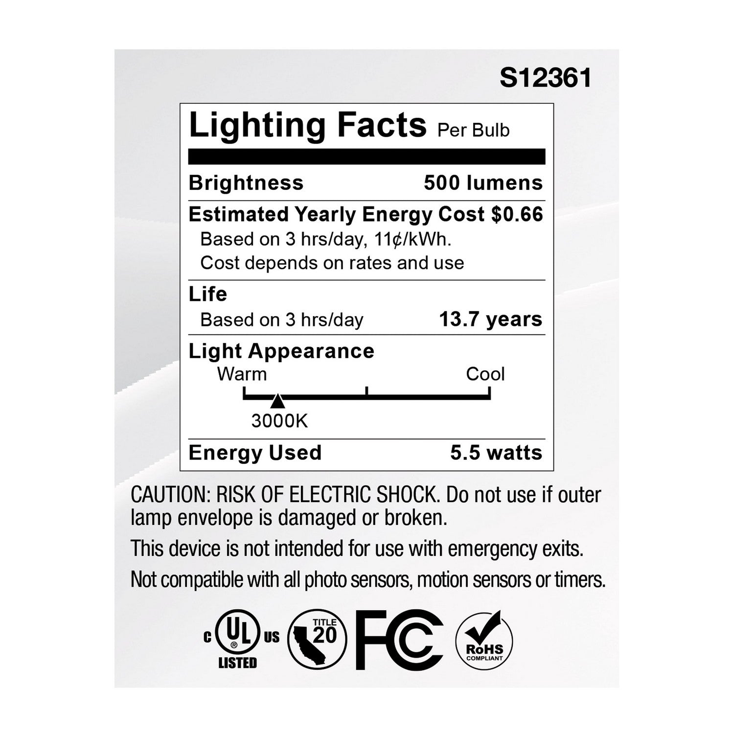 Satco - S12361 - Light Bulb - Clear