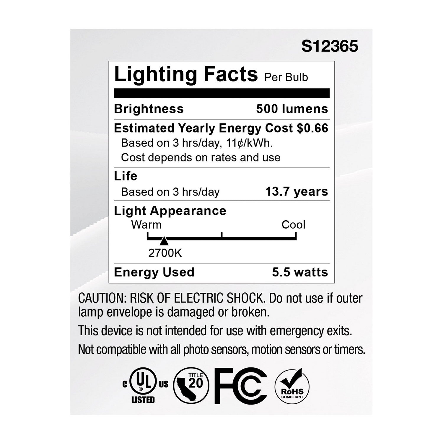 Satco - S12365 - Light Bulb - Clear