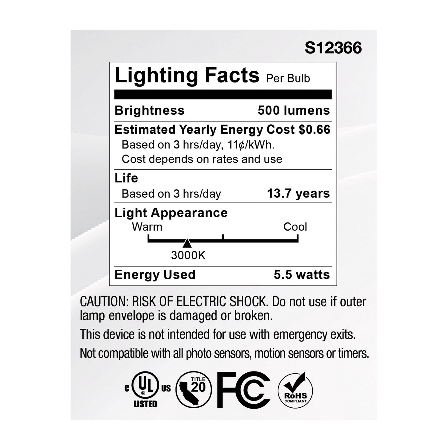 Satco - S12366 - Light Bulb - Clear
