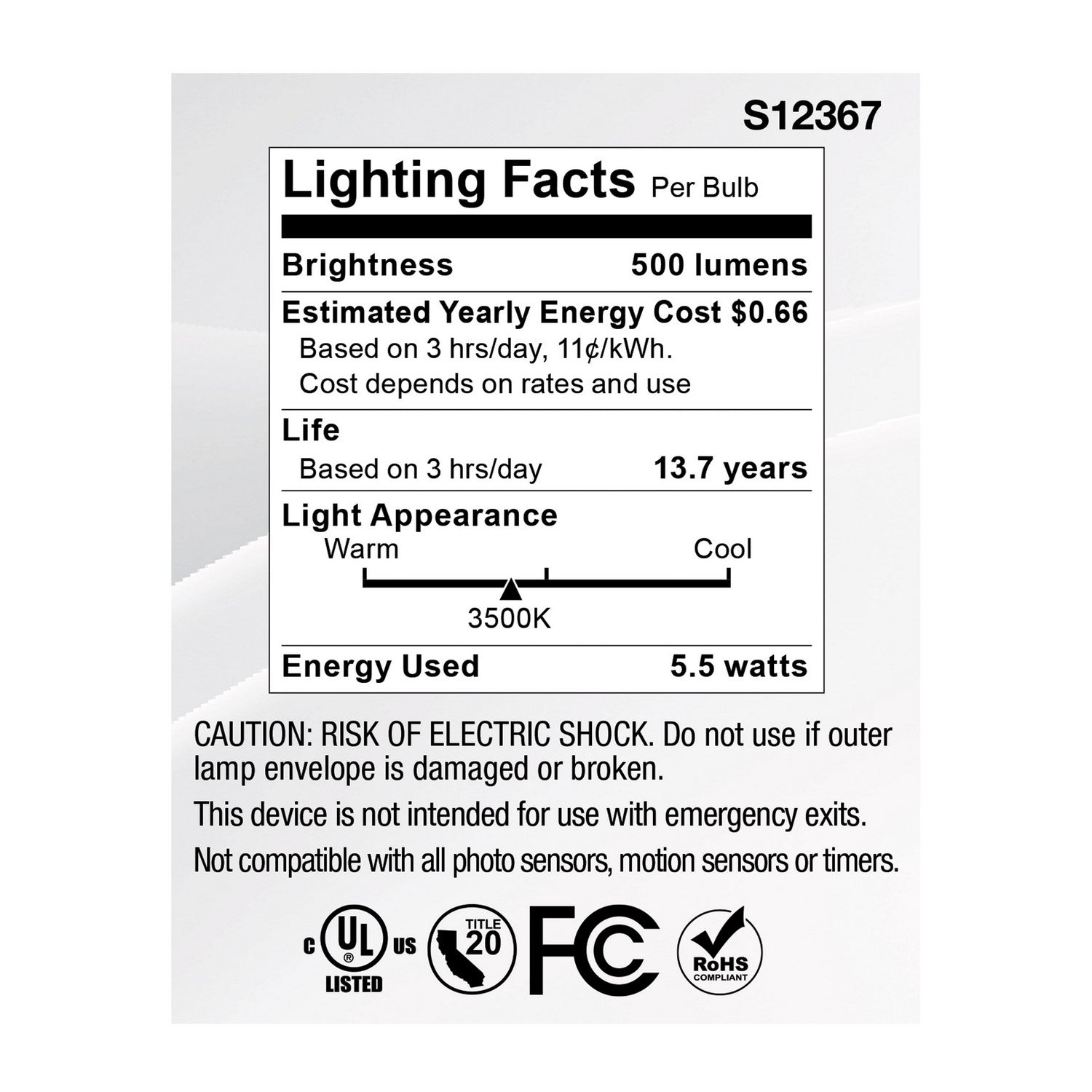 Satco - S12367 - Light Bulb - Clear